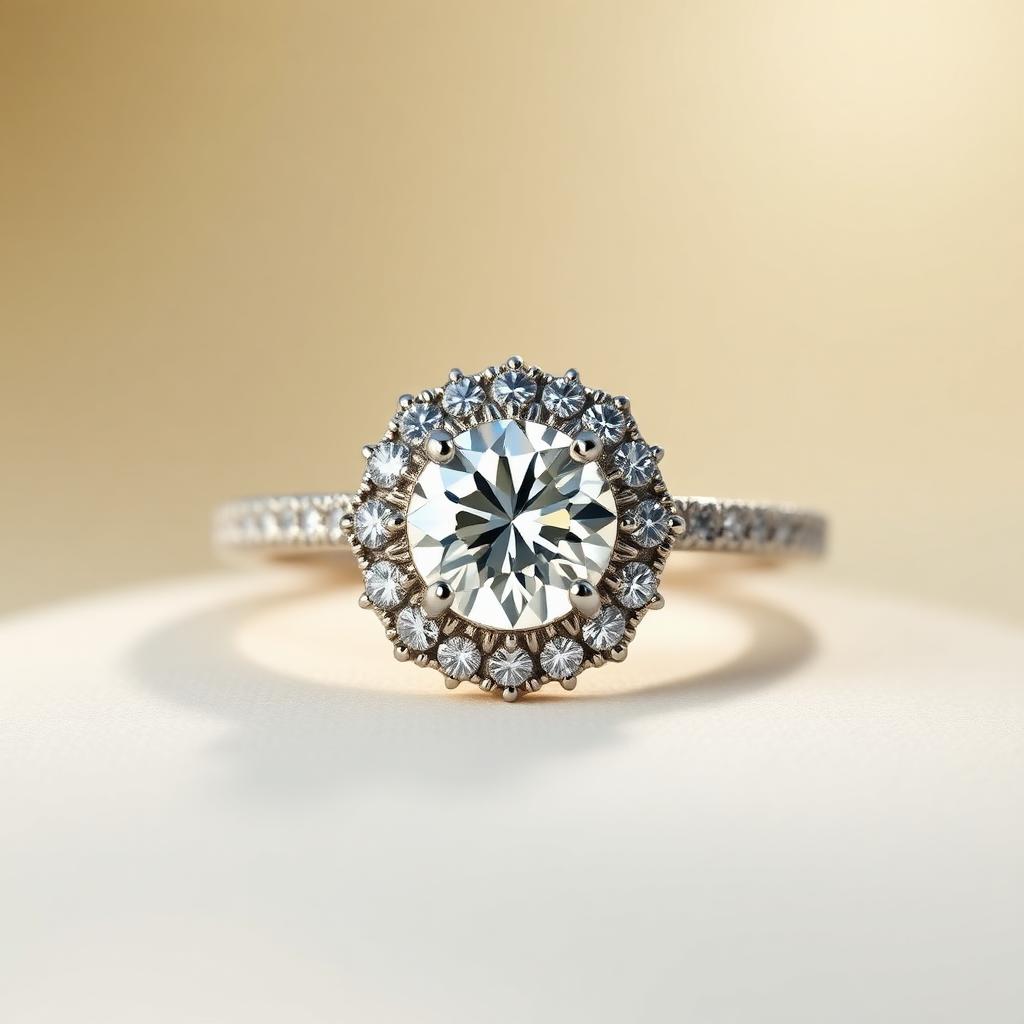 Halo diamond engagement ring